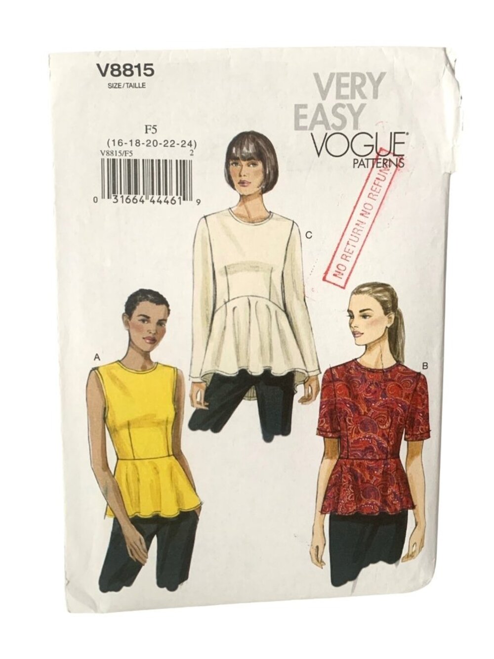 Vogue V1723 Pattern Misses' Special Occasion Dress Loose Fitting Size 8 10 12 14